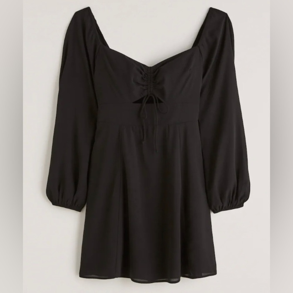 Abercrombie & Fitch Women's Long-Sleeve Cinch-Front Cutout Mini Dress in black